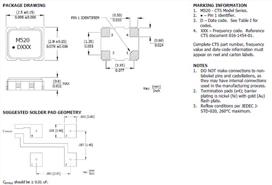 520晶振,520L15IA40M0000晶振,CTS晶體振蕩器